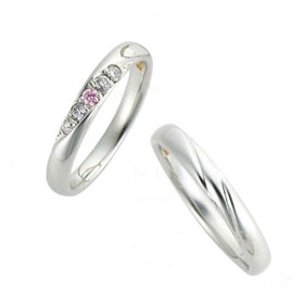 結婚指輪　プラチナ　10万円台　幸せが訪れる結婚指輪ピンクドルフィンダイアモンド