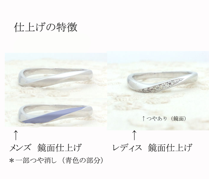 結婚指輪　ﾌﾟﾙｰｳﾞA　表面仕上げイメージ